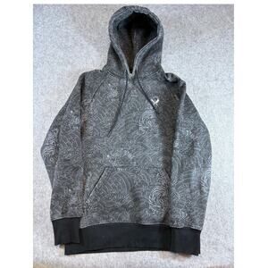 Distorted People Hoodie Mens Small Black Gray Tiger AOP Grunge Goth Sweatshirt